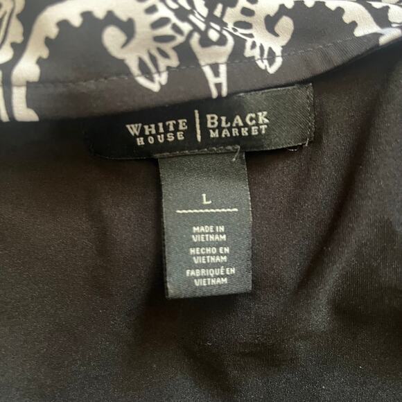 White House Black Market Dress Womens Large Black White Sleeveless Shift A-Line - Picture 6 of 11
